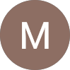 Brown circle with a white capital letter M in the center.